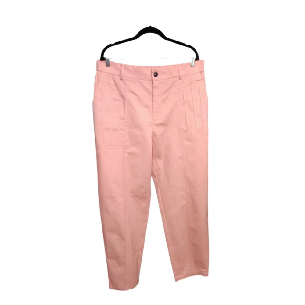 Women's Pink High Rise Trousers | Elastic Back Waist | Cotton Stretch - Picture 3 of 11